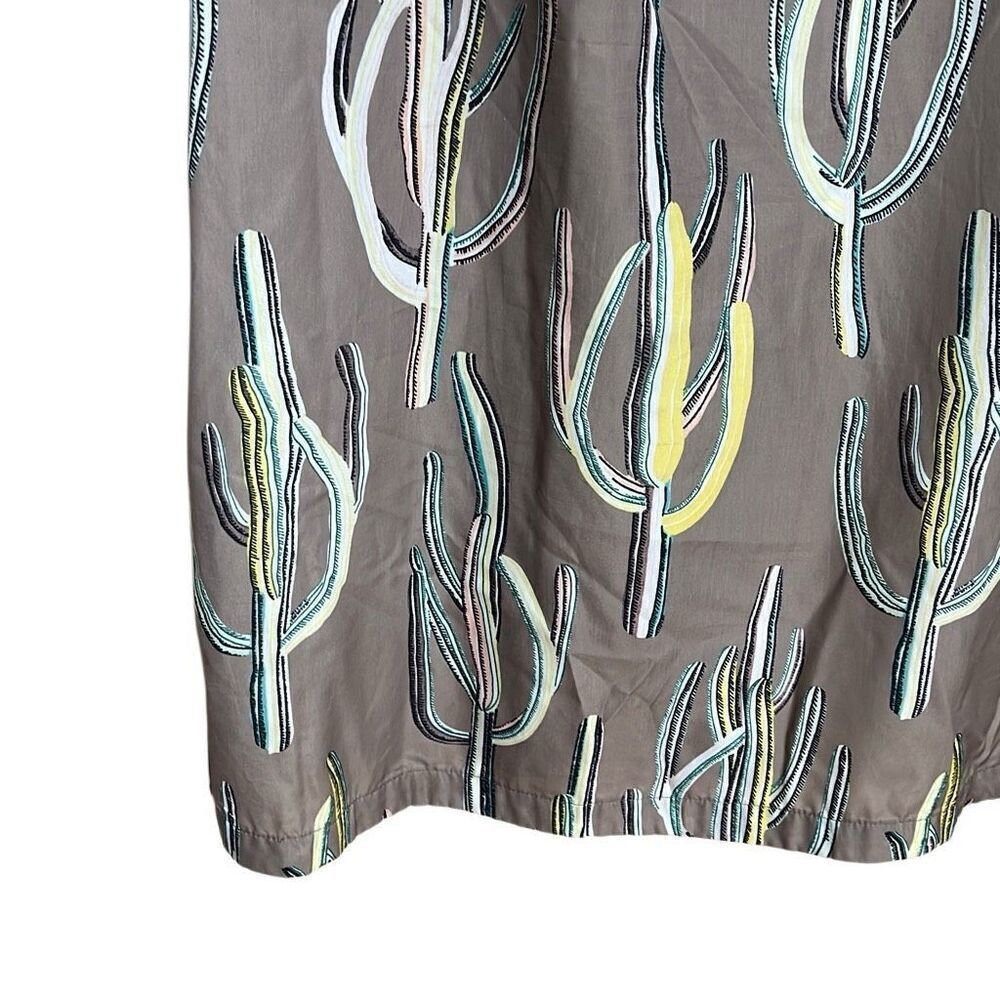 Brooklyn Industries Square Neck Cactus Print Sheath Midi Dress Multicolor Medium - Picture 4 of 9